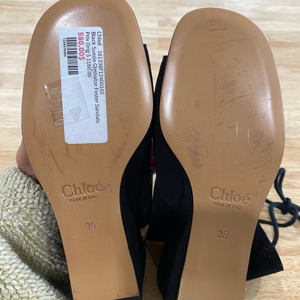Brand new Chloe black suede Foster Gladiator Sandals - Picture 8 of 11
